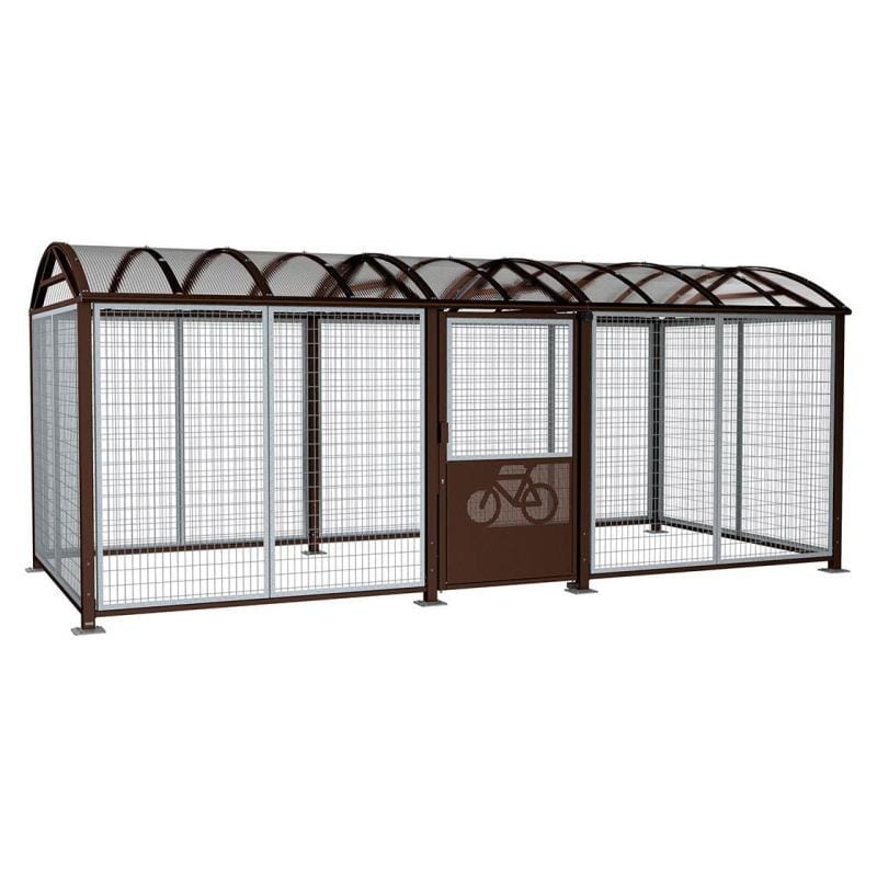 Cityscape Direct Secure XL Barrel Roof Bicycle Shelter Brown (RAL 8017) / Key Lock / Galvanised