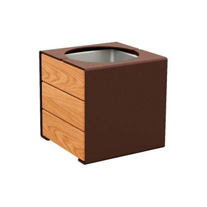 Cityscape Direct Kube Planter (Steel and Wood) Brown (RAL 8017) / Light Oak