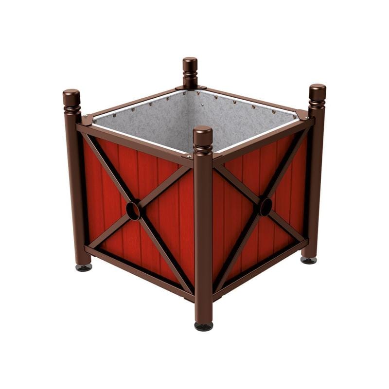 Cityscape Direct Province City Planter (Steel and Wood) Brown (RAL 8017) / Mahogany / Galvanised steel