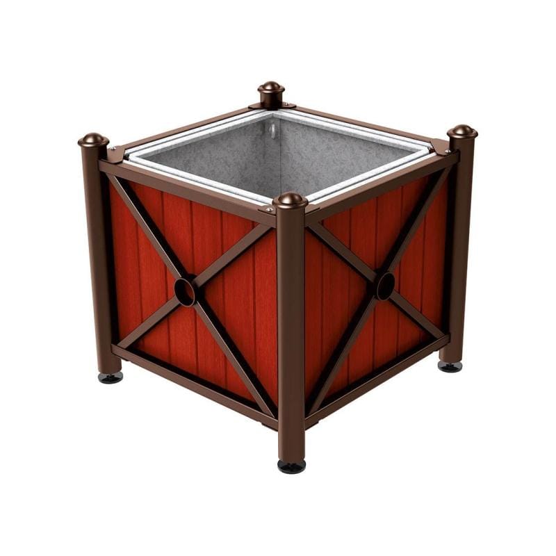 Cityscape Direct Province Agora Planter (Steel and Wood) Brown (RAL 8017) / Mahogany / With inserts for use with lifting rings
