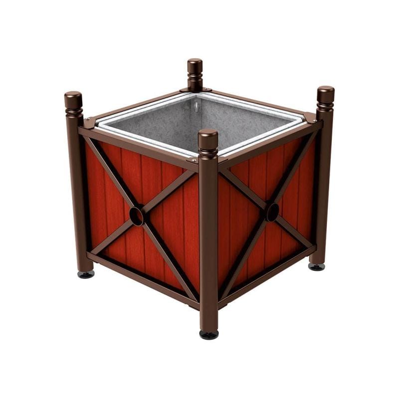 Cityscape Direct Province City Planter (Steel and Wood) Brown (RAL 8017) / Mahogany / With inserts for use with lifting rings