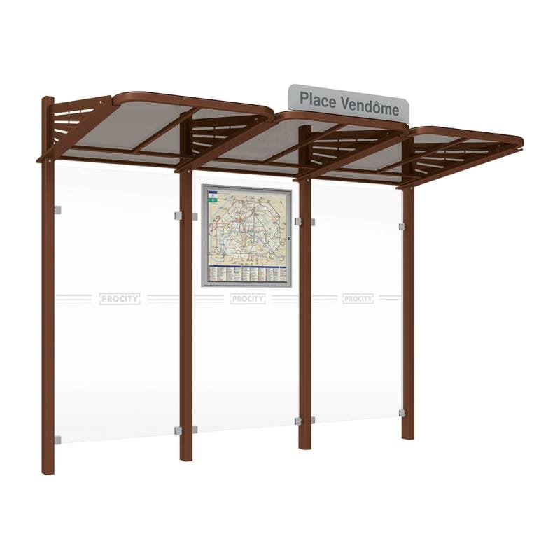 Cityscape Direct Conviviale Bus Shelter Brown (RAL 8017) / No side cladding or lightbox / Not Required