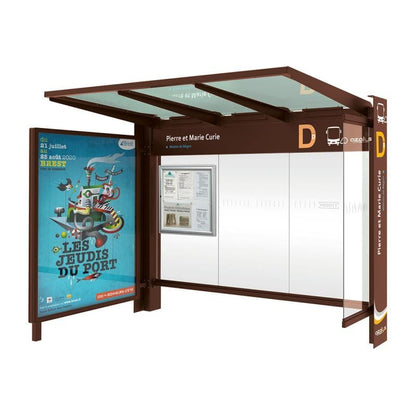 Cityscape Direct Kube Bus Shelter Brown (RAL 8017) / with Advertising Board / Not Required