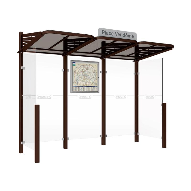 Cityscape Direct Conviviale Bus Shelter Brown (RAL 8017) / With cladding on both sides / Not Required