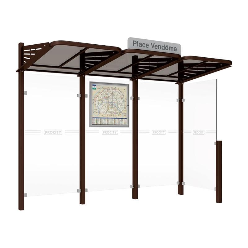 Cityscape Direct Conviviale Bus Shelter Brown (RAL 8017) / With cladding on one side only / Not Required