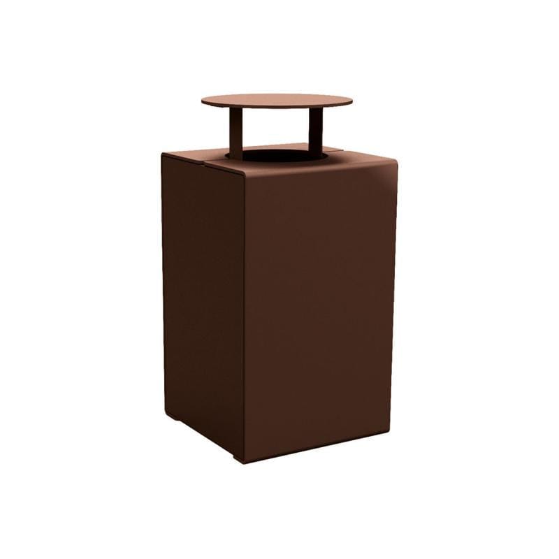 Cityscape Direct Kube Litter Bin (Steel) Brown (RAL 8017) / With Lid
