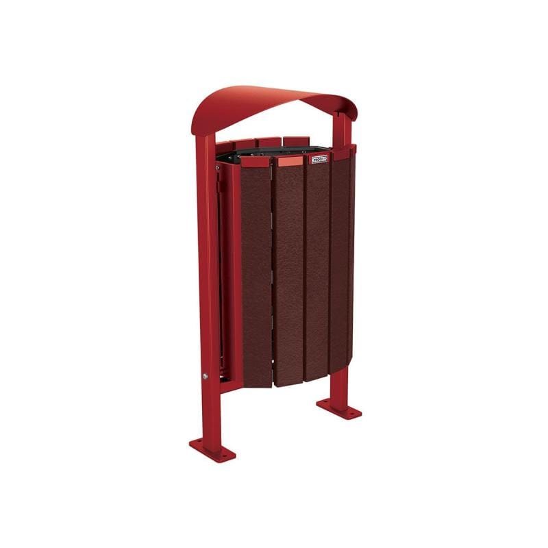 Cityscape Direct Silaos Litter Bin (Steel and Recycled Plastic) Burgundy (RAL 3004) / Base Plates