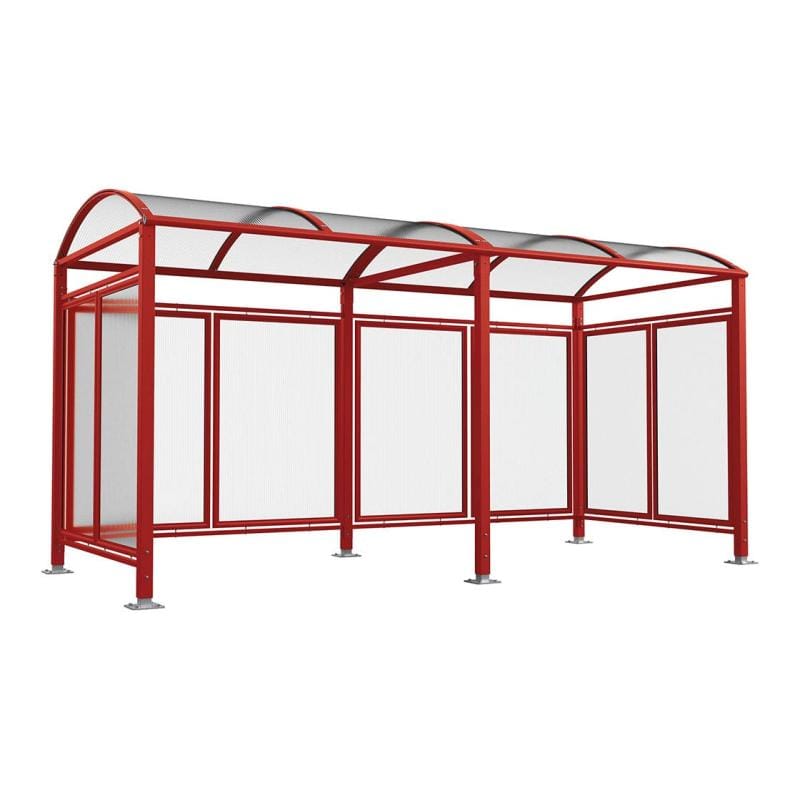 Cityscape Direct Barrel Roof Bicycle Shelter Burgundy (RAL 3004) / Extended Unit (With Cladding)