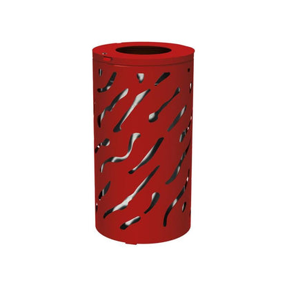 Cityscape Direct Venice Litter Bin Burgundy (RAL 3004 / Galvanised Bucket (Unpainted)