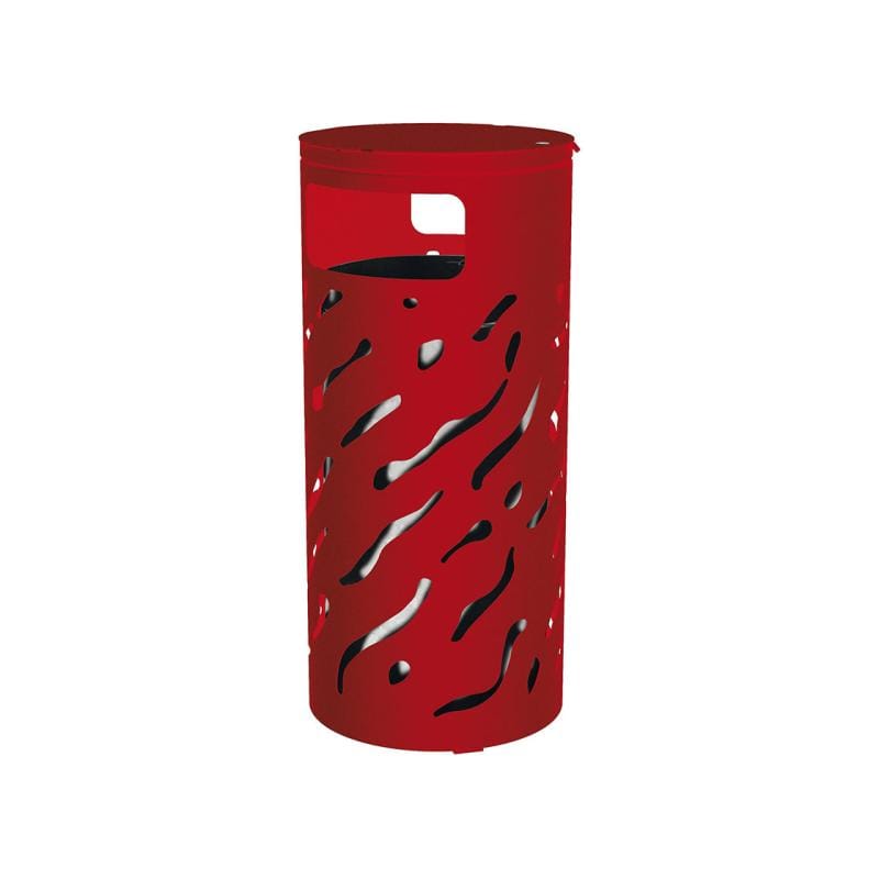 Cityscape Direct Venice Litter Bin (with Cover) Burgundy (RAL 3004 / Galvanised Bucket (Unpainted)