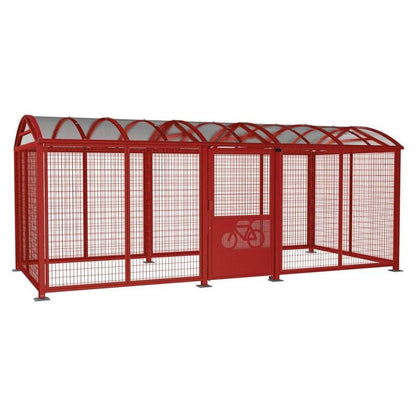 Cityscape Direct Secure XL Barrel Roof Bicycle Shelter Burgundy (RAL 3004) / Key Lock / Painted