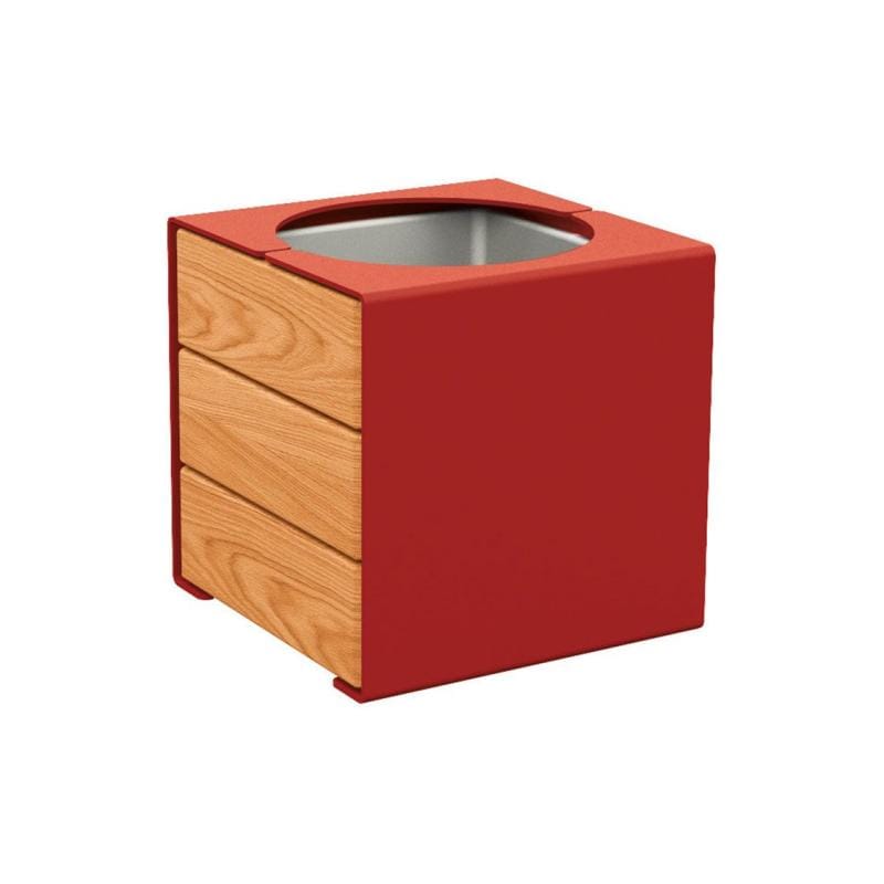 Cityscape Direct Kube Planter (Steel and Wood) Burgundy (RAL 3004) / Light Oak