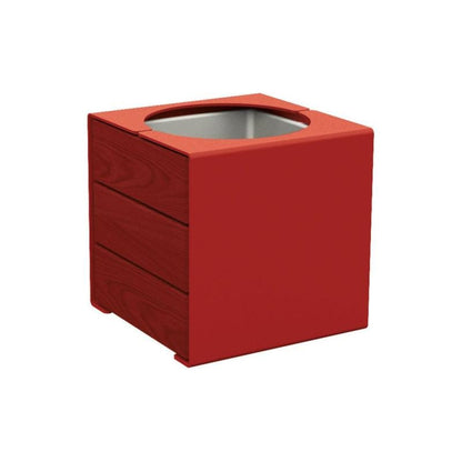 Cityscape Direct Kube Planter (Steel and Wood) Burgundy (RAL 3004) / Mahogany