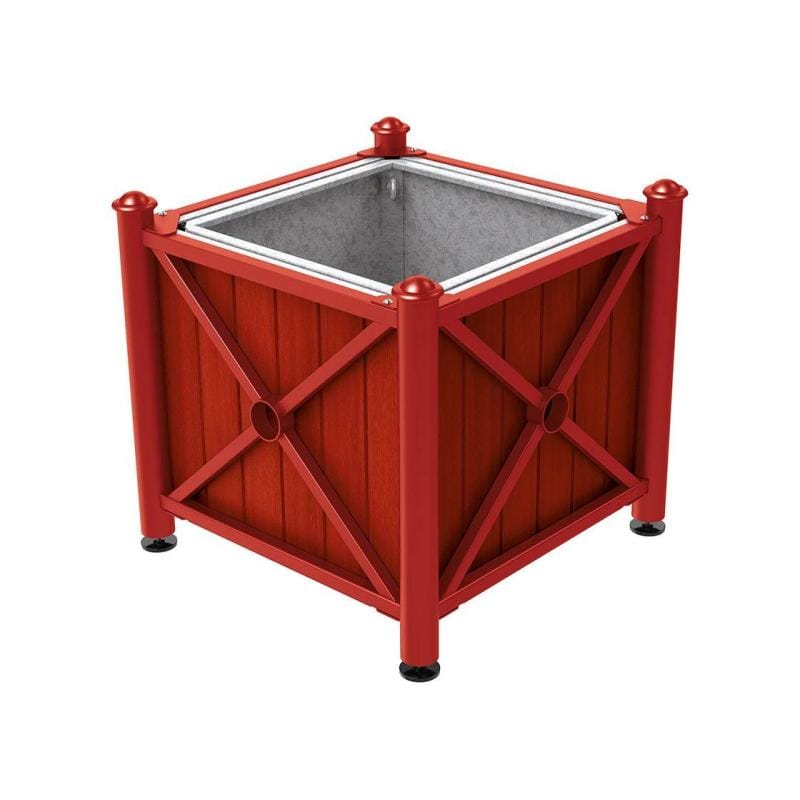 Cityscape Direct Province Agora Planter (Steel and Wood) Burgundy (RAL 3004) / Mahogany / With inserts for use with lifting rings