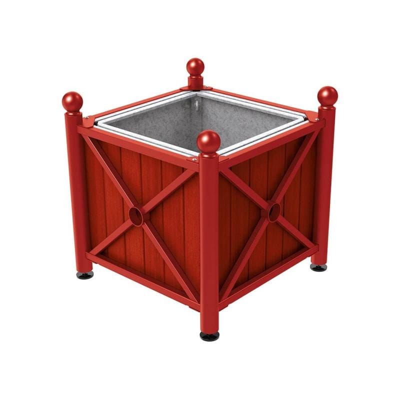 Cityscape Direct Province Sphere Planter (Steel and Wood) Burgundy (RAL 3004) / Mahogany / With inserts for use with lifting rings