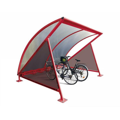 Cityscape Direct Crescent Bicycle Shelter Burgundy (RAL 3004) / Single Unit (with Bicycle Rack)