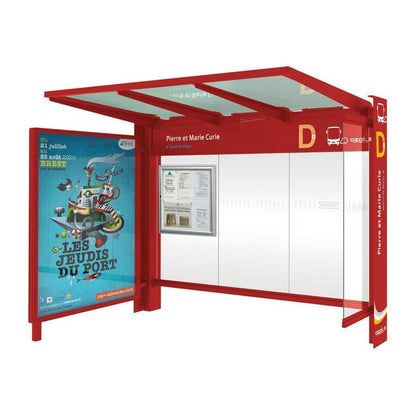 Cityscape Direct Kube Bus Shelter Burgundy (RAL 3004) / with Advertising Board / Not Required