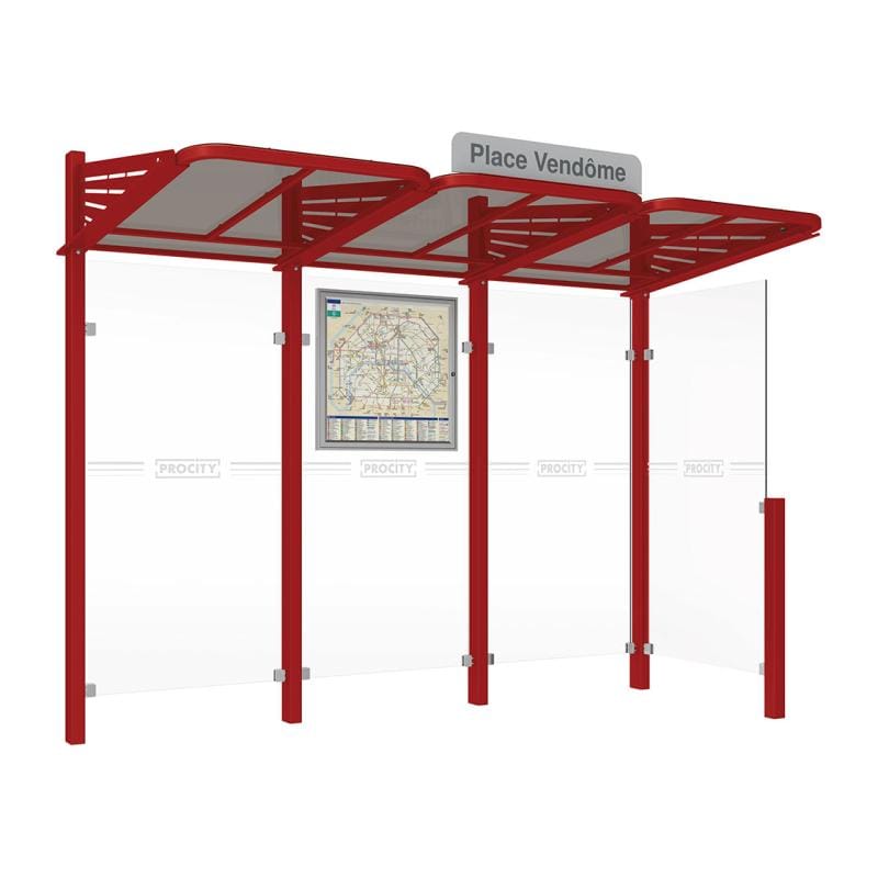 Cityscape Direct Conviviale Bus Shelter Burgundy (RAL 3004) / With cladding on one side only / Not Required
