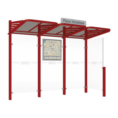 Cityscape Direct Conviviale Bus Shelter Burgundy (RAL 3004) / With cladding on one side only / Not Required