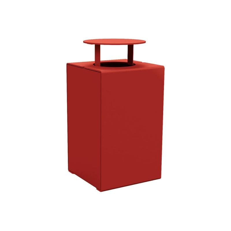 Cityscape Direct Kube Litter Bin (Steel) Burgundy (RAL 3004) / With Lid