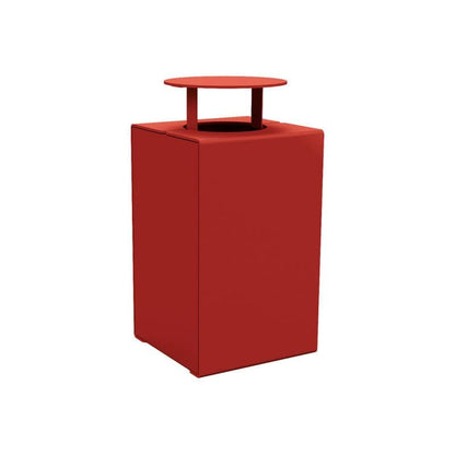 Cityscape Direct Kube Litter Bin (Steel) Burgundy (RAL 3004) / With Lid
