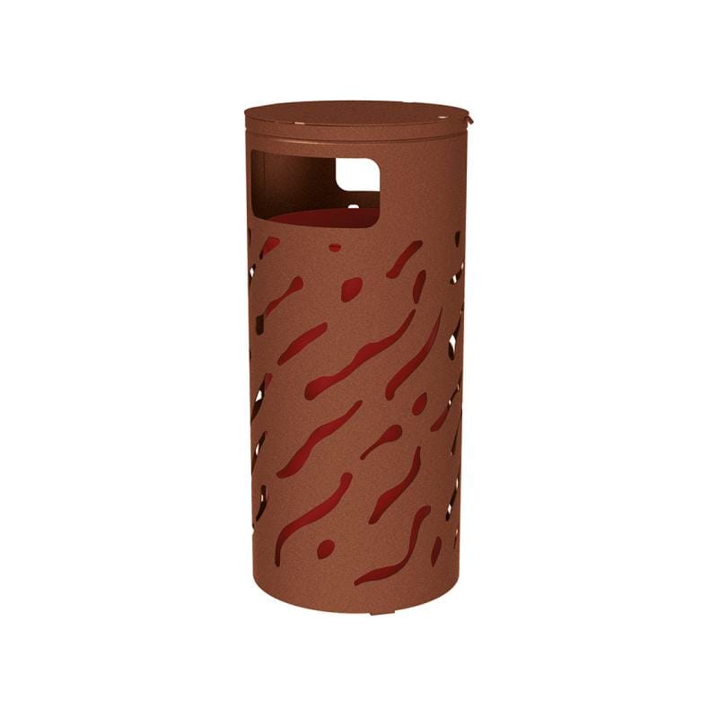 Cityscape Direct Venice Litter Bin (with Cover) Corten Effect / Galvanised and Painted Bucket (to match frame)
