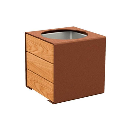 Cityscape Direct Kube Planter (Steel and Wood) Corten Effect / Light Oak