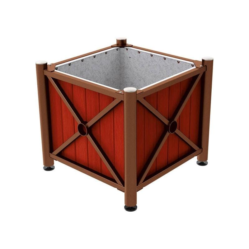 Cityscape Direct Province Brushed Steel Planter (Steel and Wood) Corten Effect / Mahogany / Galvanised steel