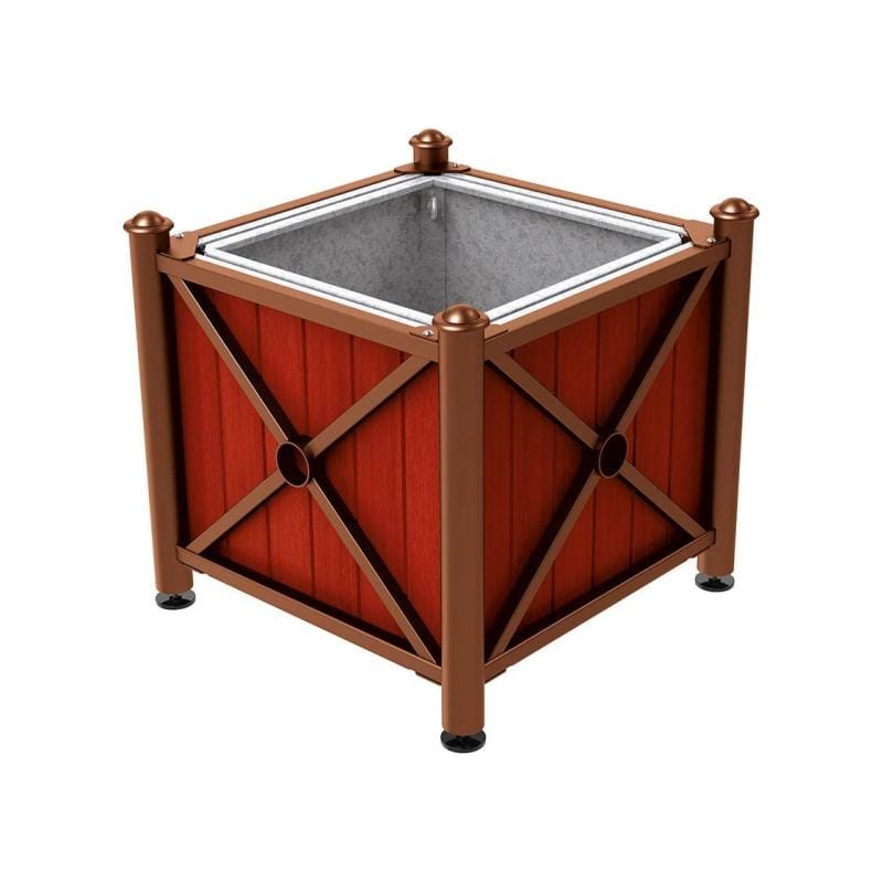 Cityscape Direct Province Agora Planter (Steel and Wood) Corten Effect / Mahogany / With inserts for use with lifting rings
