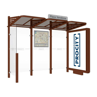 Cityscape Direct Conviviale Bus Shelter Corten Effect / With lightbox on one side and cladding on the other / Not Required