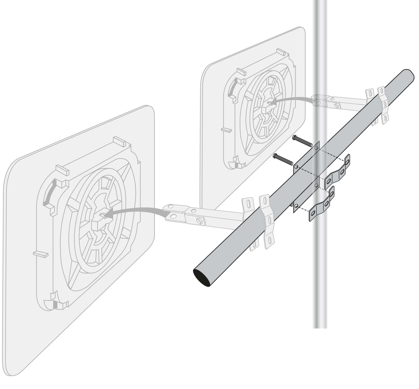 Cityscape Direct Galvanised Steel Support for Two Mirrors