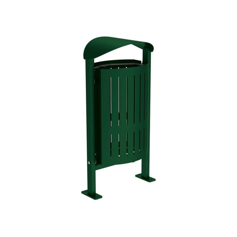 Cityscape Direct Silaos Litter Bin (Steel) Green (RAL 6005) / Base Plates