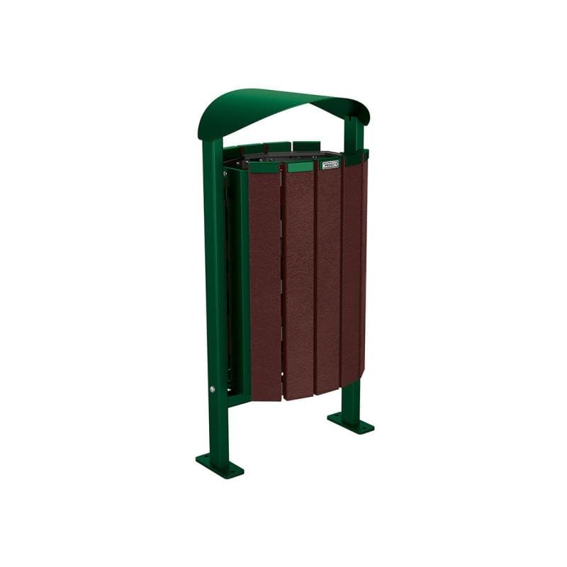 Cityscape Direct Silaos Litter Bin (Steel and Recycled Plastic) Green (RAL 6005) / Base Plates