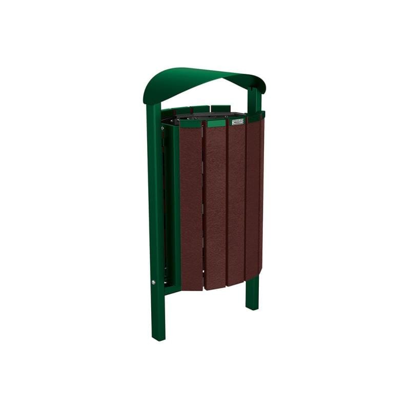 Cityscape Direct Silaos Litter Bin (Steel and Recycled Plastic) Green (RAL 6005) / Concreted