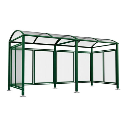 Cityscape Direct Barrel Roof Bicycle Shelter Green (RAL 6005) / Extended Unit (With Cladding)