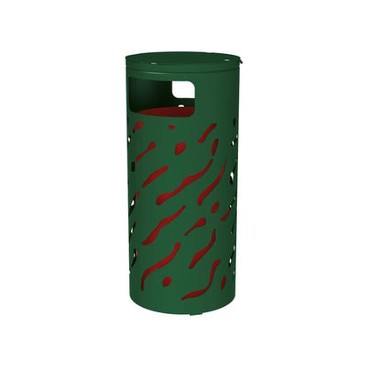 Cityscape Direct Venice Litter Bin (with Cover) Green (RAL 6005) / Galvanised and Painted Bucket (to match frame)