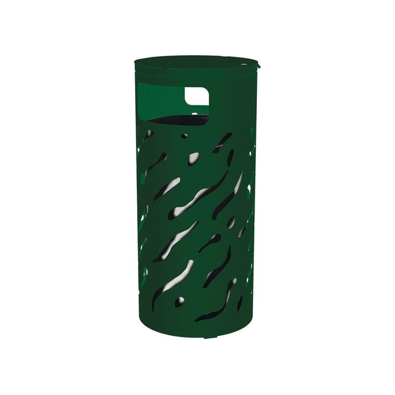 Cityscape Direct Venice Litter Bin (with Cover) Green (RAL 6005) / Galvanised Bucket (Unpainted)