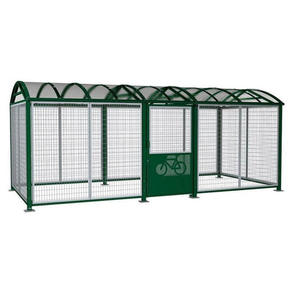 Cityscape Direct Secure XL Barrel Roof Bicycle Shelter Green (RAL 6005) / Key Lock / Galvanised