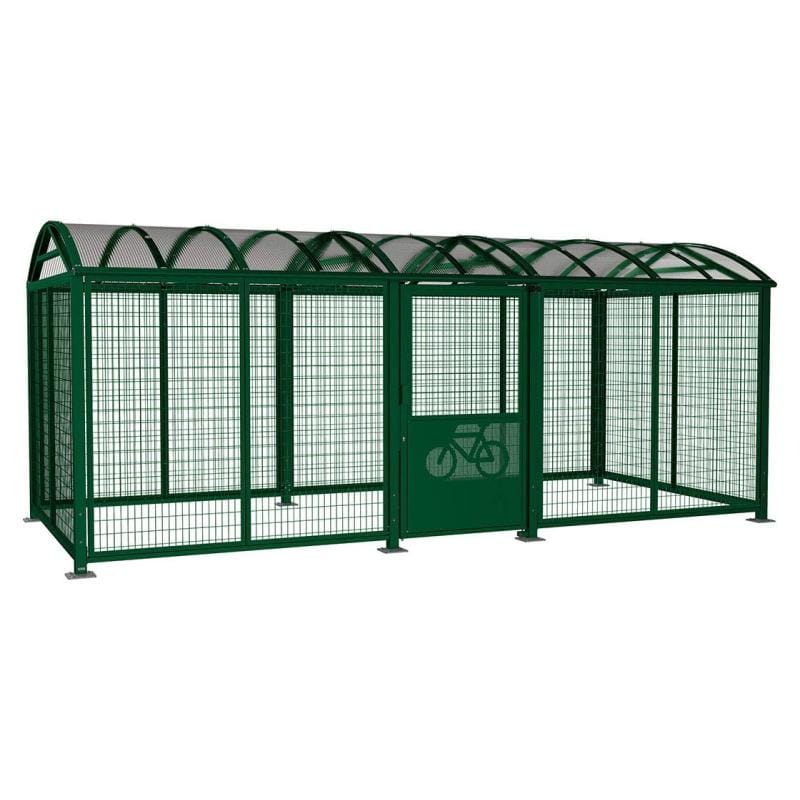 Cityscape Direct Secure XL Barrel Roof Bicycle Shelter Green (RAL 6005) / Key Lock / Painted