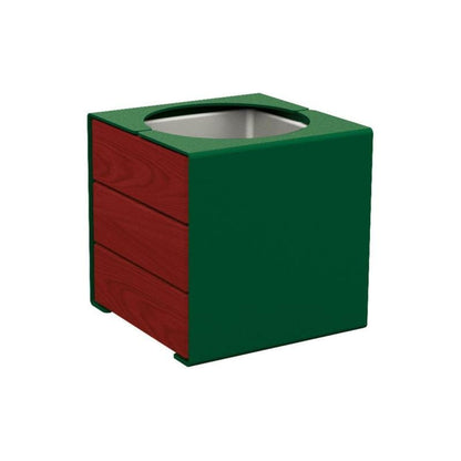 Cityscape Direct Kube Planter (Steel and Wood) Green (RAL 6005) / Mahogany