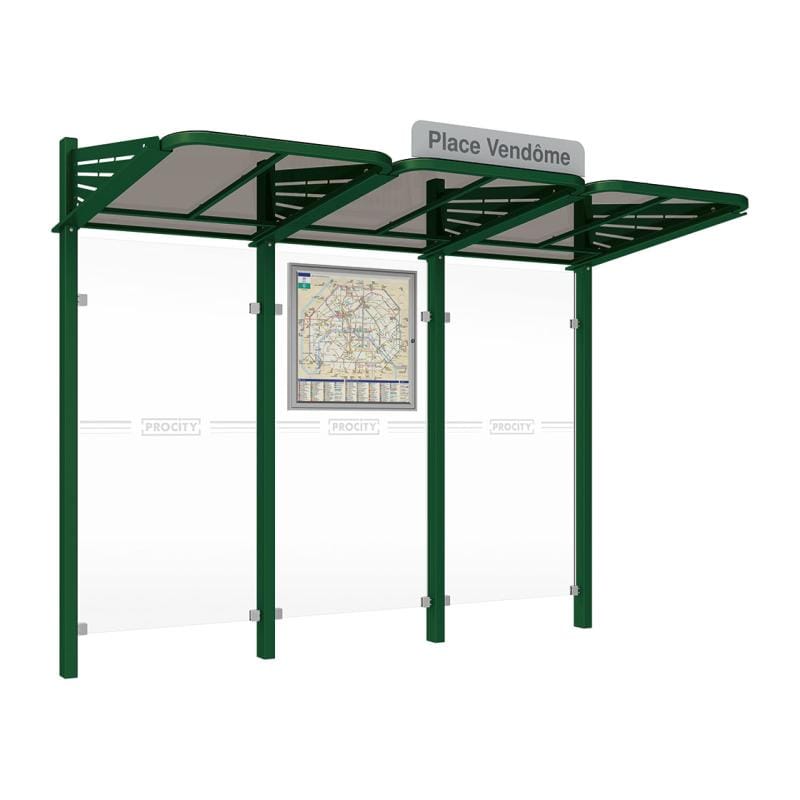 Cityscape Direct Conviviale Bus Shelter Green (RAL 6005) / No side cladding or lightbox / Not Required
