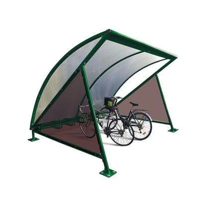 Cityscape Direct Crescent Bicycle Shelter Green (RAL 6005) / Single Unit (with Bicycle Rack)