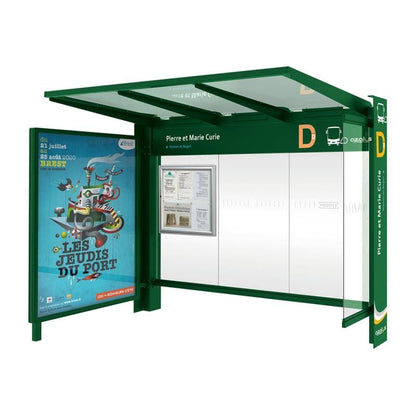 Cityscape Direct Kube Bus Shelter Green (RAL 6005) / with Advertising Board / Not Required