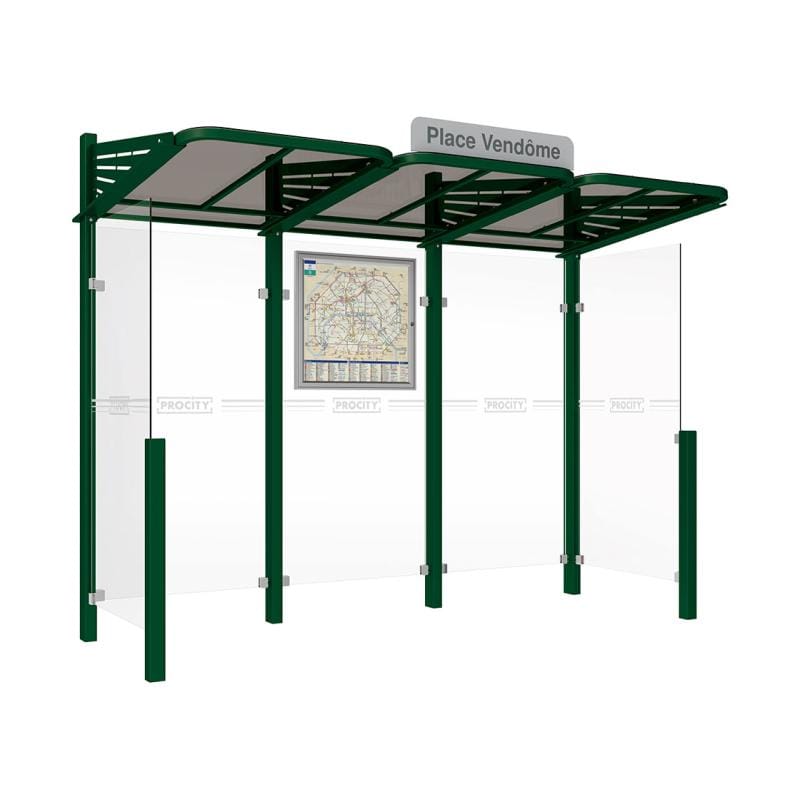 Cityscape Direct Conviviale Bus Shelter Green (RAL 6005) / With cladding on both sides / Not Required