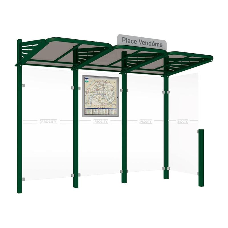 Cityscape Direct Conviviale Bus Shelter Green (RAL 6005) / With cladding on one side only / Not Required