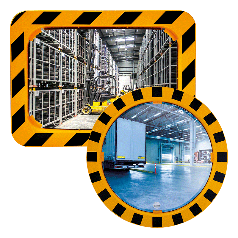 Cityscape Direct Industry and Workplace Mirrors with Yellow and Black Frame