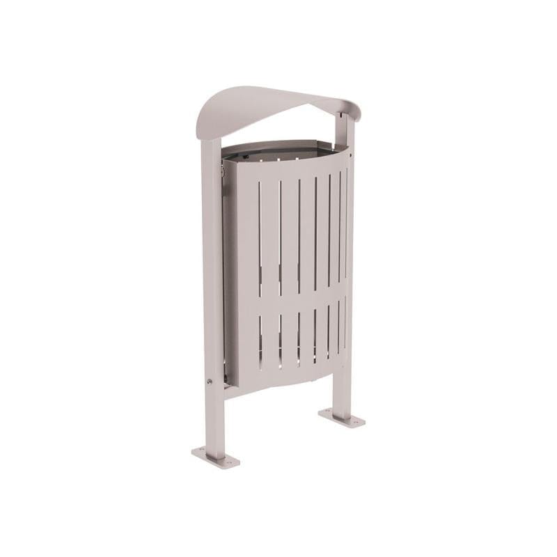 Cityscape Direct Silaos Litter Bin (Steel) Light Grey (RAL 7044) / Base Plates