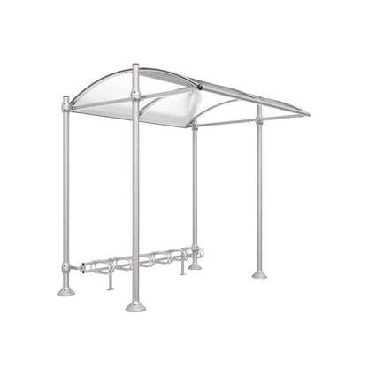 Cityscape Direct Province Bicycle Shelter Light Grey (RAL 7044) / Brushed Steel / No Cladding