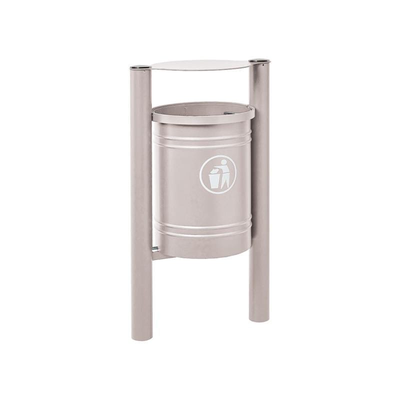 Cityscape Direct Province Litter Bin Light Grey (RAL 7044) / Brushed Steel