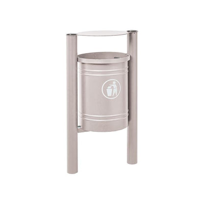 Cityscape Direct Province Litter Bin Light Grey (RAL 7044) / Brushed Steel